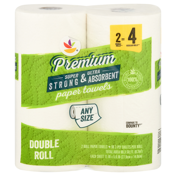 Stop & Shop Store Brand Paper Towels, Premium, Double Roll, Any Size, 2