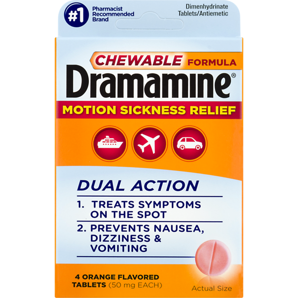 Dramamine Motion Sickness Relief, Tablets, Orange, Box (4 ct) Instacart