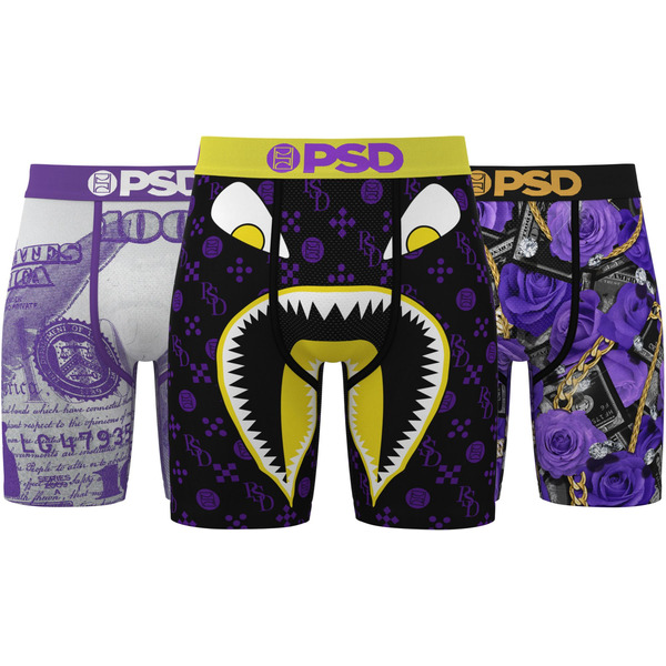 PSD Underwear Men's Purple Rain Underwear, L, 3 Pack - Multi