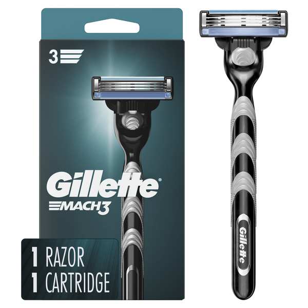 Gillette Mach3 Razor for Men, 1 Razor Handle + 1 Blade Refill Same
