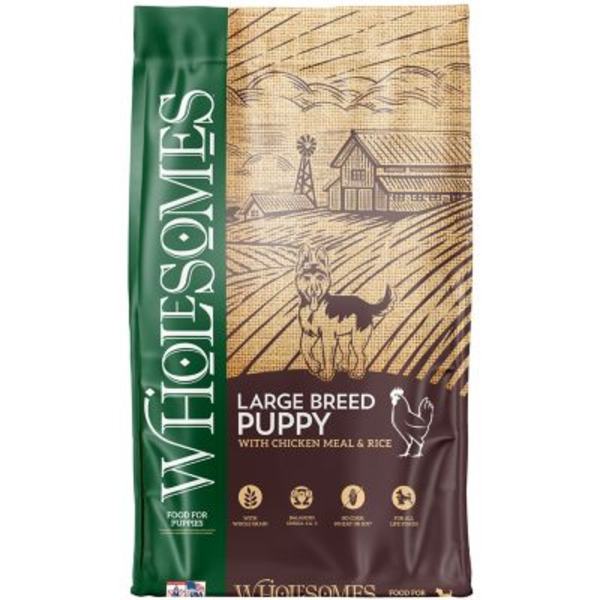 Wholesomes Large Breed Puppy Chicken and Brown Rice Recipe Dry Dog Food, 35 lb. Bag
