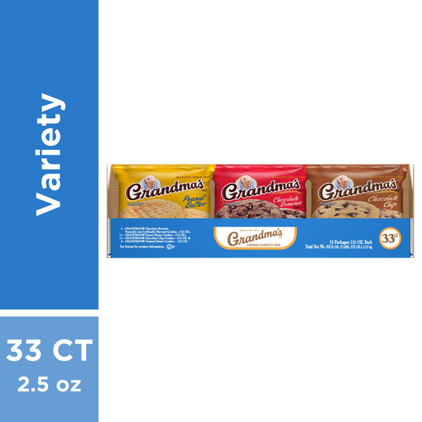Grandma's Cookies, Variety Pack, 2.5 oz, 33 ct Same-Day Delivery