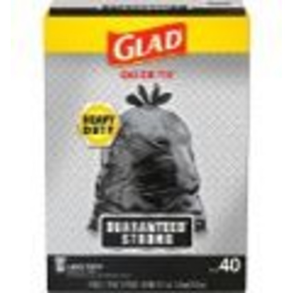 Glad Large Quick-Tie Trash Bags - Extra Strong 30 Gallon Black Trash Bag - 40 Count (60035)
