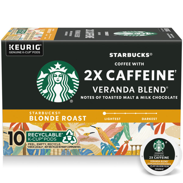 Starbucks 2X Caffeine Veranda Blend Blonde Roast K-Cup Coffee Same