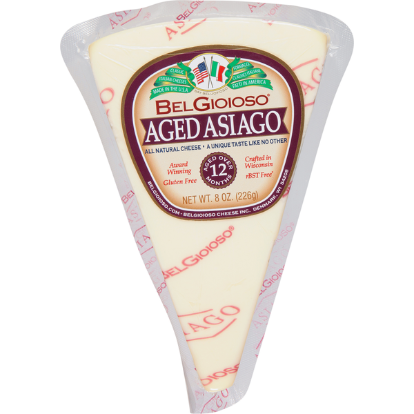 BelGioioso Aged Asiago Cheese, Wedge 8 oz, Aged over 12 Months