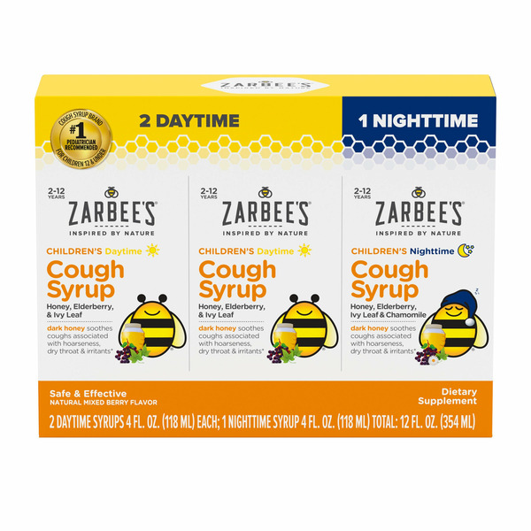 Zarbee's Children's Cough Daytime / Nighttime, Two 4 Ounce Daytime + One 4 Ounce Nighttime