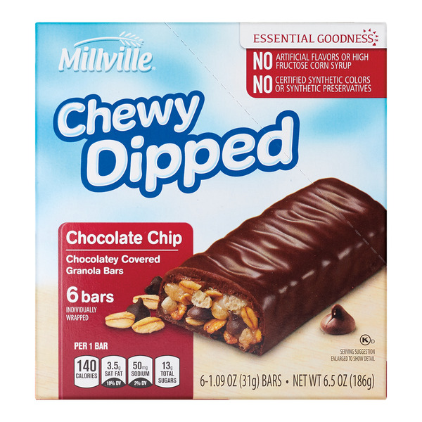 Millville Chocolate Chip Chewy Dipped Granola Bar