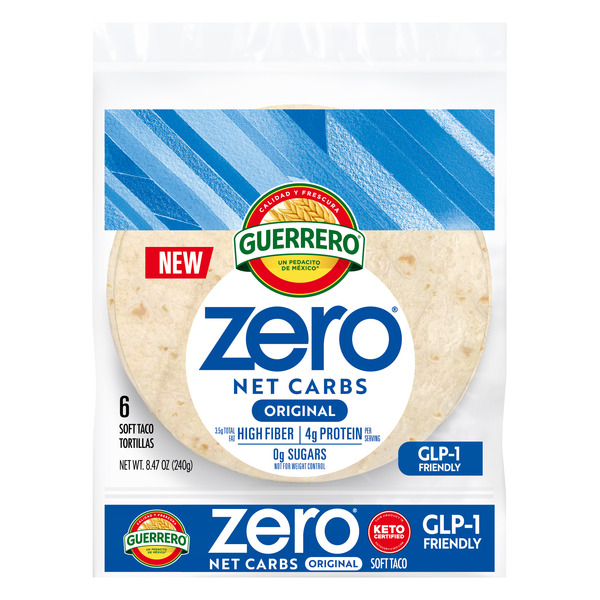 Guerrero Zero Net Carbs Original Flour Tortillas, Soft Taco Size, 6 Count