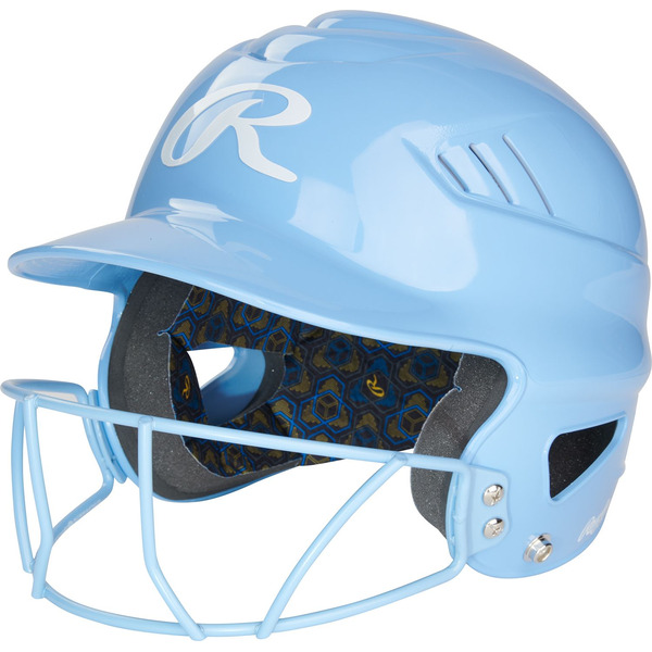 Rawlings Youth Liberty Softball Batting Helmet With Facemask - Columbia Blue