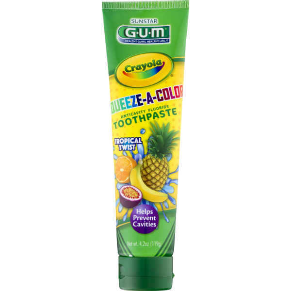 GUM Crayola SqueezeAColor Anticavity Flouride Toothpaste Tropical