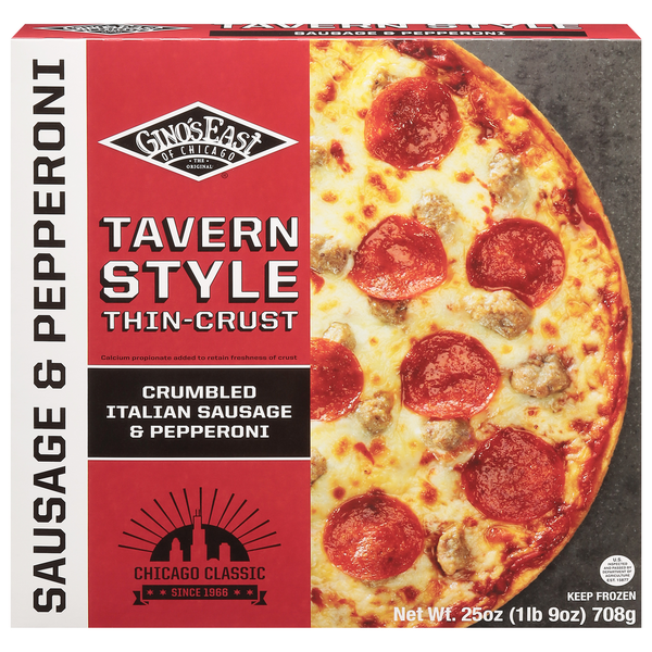Gino's East Pizza, Thin Crust, Tavern Style, Sausage