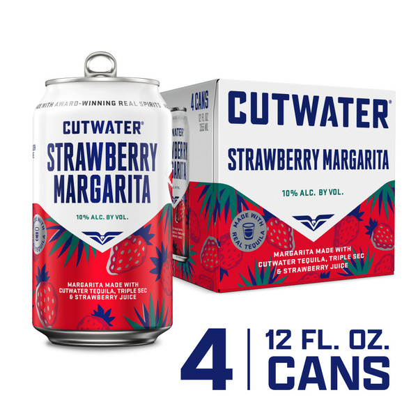 Cutwater Tequila Strawberry Margarita Tequila 4 Pack 12 Fl
