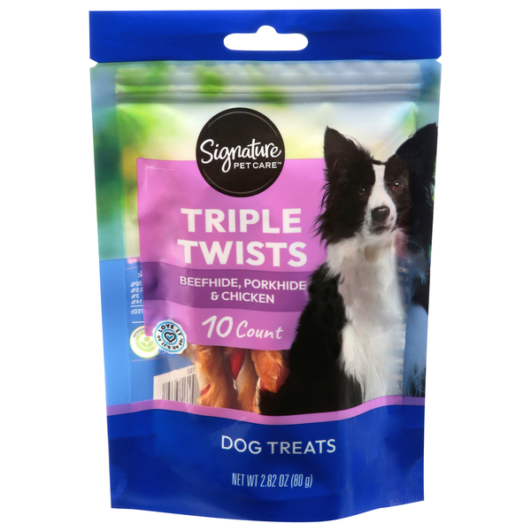 Signature Pet Triple Twists Beefhide Porkhide & Chicken Dog Treats