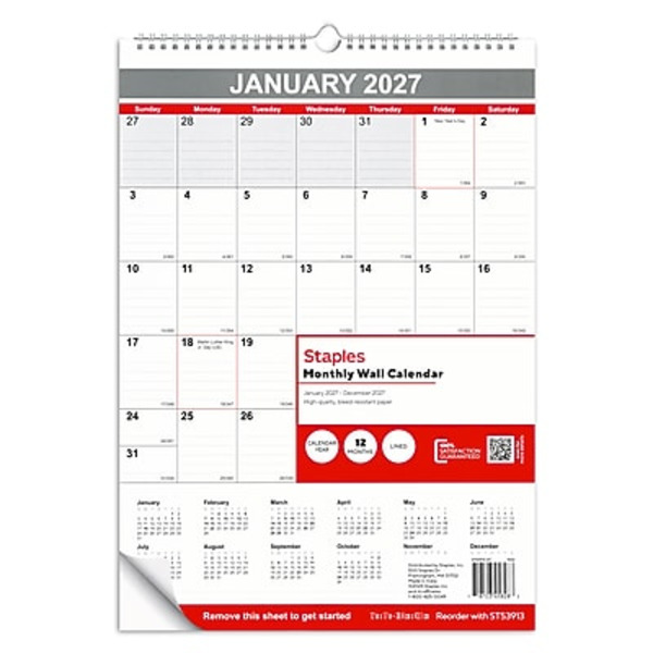 AT-A-GLANCE Recycled Vertical Wall Calendar, 12 x 17 in