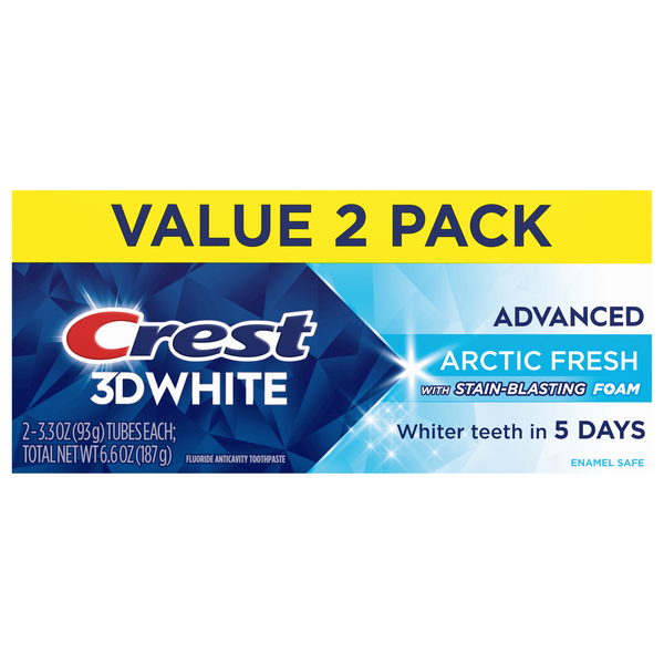 Stop & Shop Crest 3DWhite Advanced Toothpaste, Arctic Fresh, 3.3 oz, 2 ...