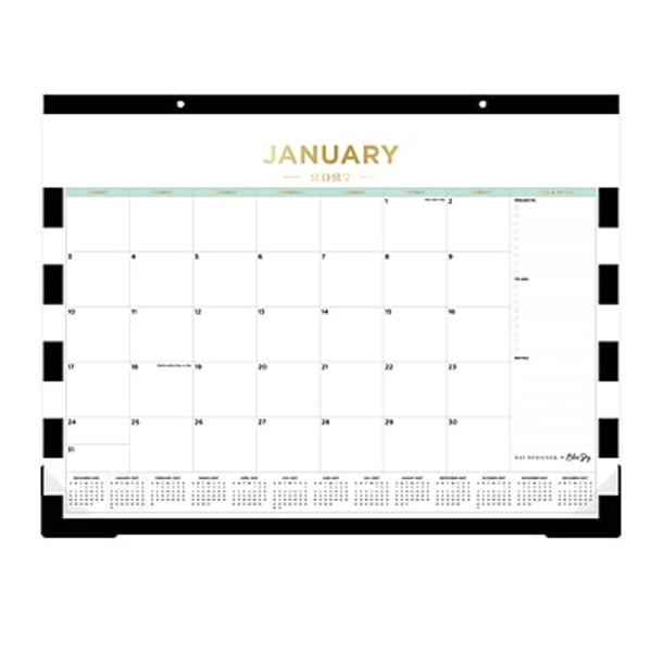 Blue Sky 2027 Day Designer Monthly Desk Calendar, 22 x 17 in - Black/White