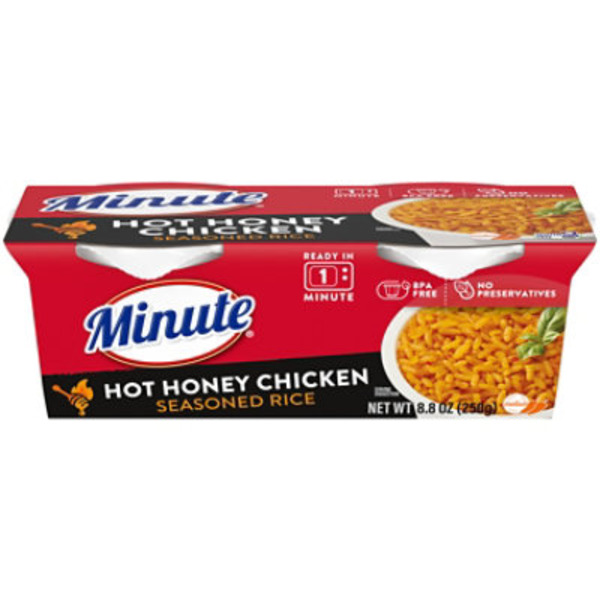 Minute Rice Ready-To-Eat Hot Honey Chicken Seasoned Rice, Microwaveable Rice Cups
