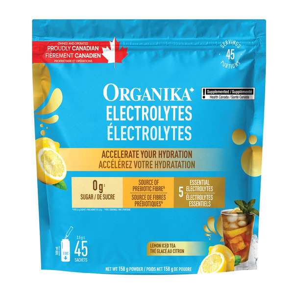 Organika Electrolytes Lemon Iced Tea Sachets, 45 x 3.5 g
