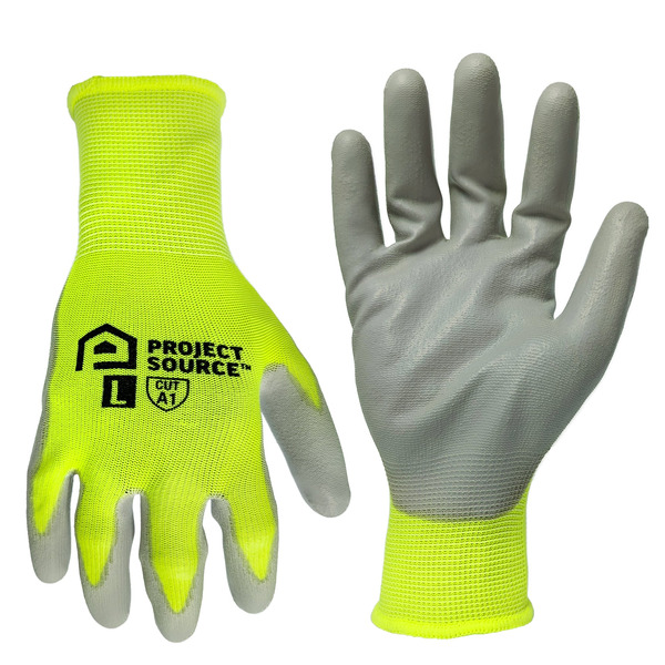 Project Source Yellow Polyurethane dipped Polyester Everyday Gloves 5 -Pairs