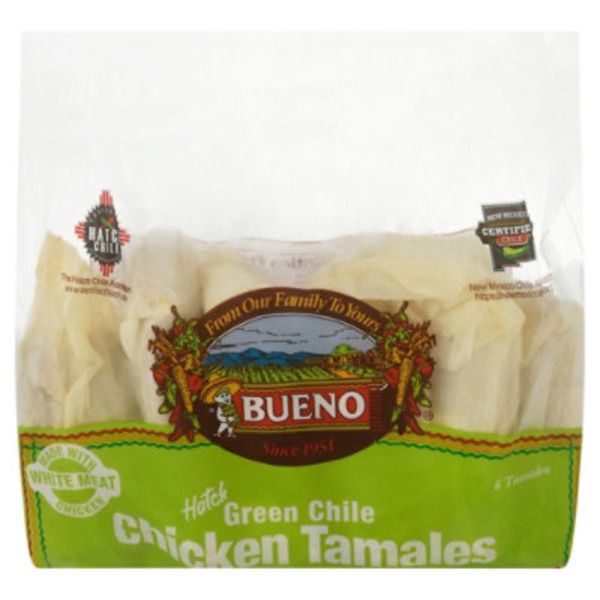 Bueno Foods Tamales, Chicken, Green Chile