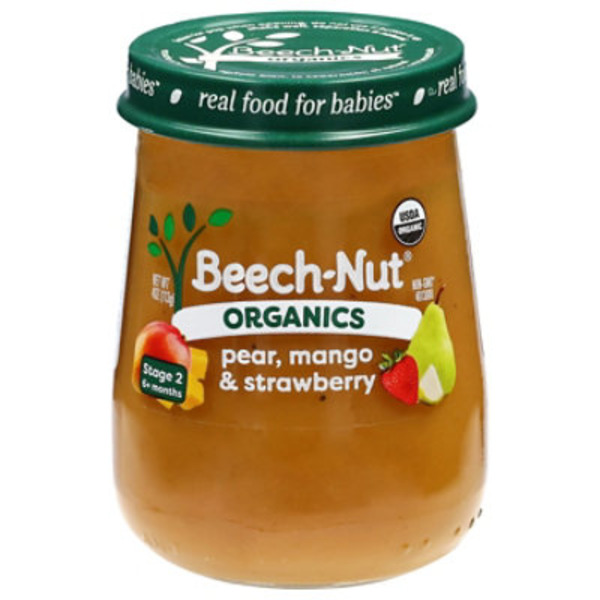 Beech-Nut Organics Stage 2 Organic Baby Food, Pear Mango & Strawberry, 4oz Jar