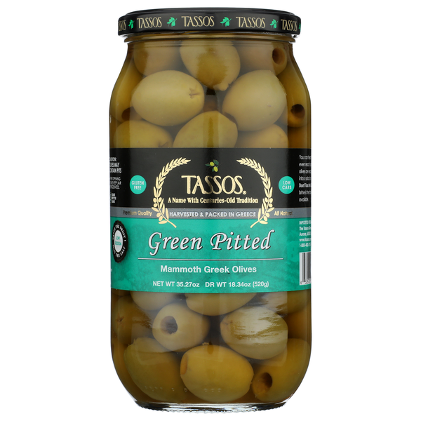 Tassos Pitted Green Mammoth Greek Olives Same-Day Delivery