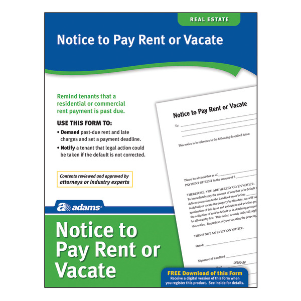 Adams 8.5" x 11" ABF LF280 Notice To Pay Rent Or Vacate Business Forms