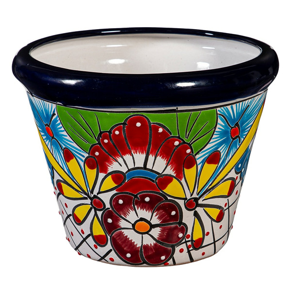 Style Selections 9.5-in W x 9.5-in L x 7.5-in H Multi-color Clay Urn Indoor Planter