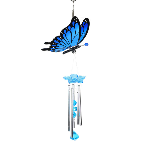 Exhart 17.99-in Blue Metal Butterfly Wind Chime