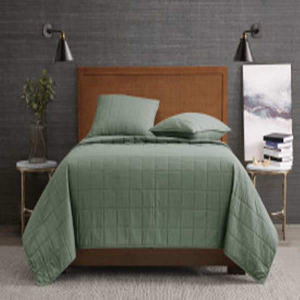 London Fog Garment Wash Solid Quilt Set - Green