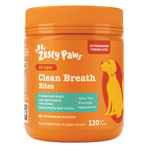 Zesty Paws Peppermint Clean Breath Bites for Dogs