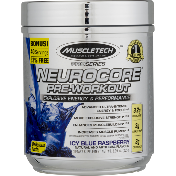 MuscleTech Neurocore PreWorkout ProSeries Explosive Energy & Performance Icy Blue Raspberry (8.