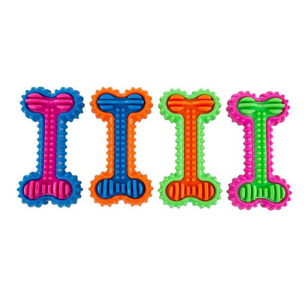 Play On Rubber Fetch 2-Tone Bone Dog Toy