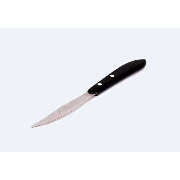 Deluxe Steak Knife, 4" serrated blade, 8-3/4" OAL, pointed tip, black handle (2 dozen)