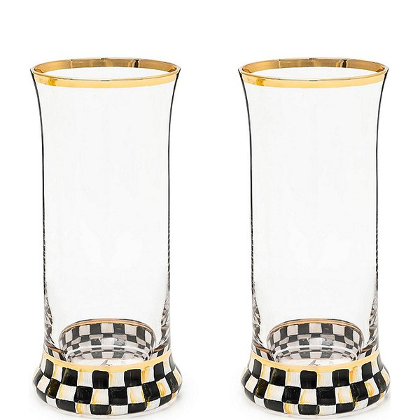 Mac Kenzie-Childs Check Novelty Highball Glass Set of 2