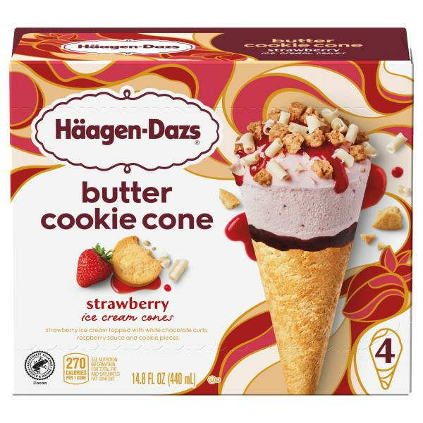 Haagen-Dazs Strawberry Ice Cream Butter Cookie Cone Same-Day