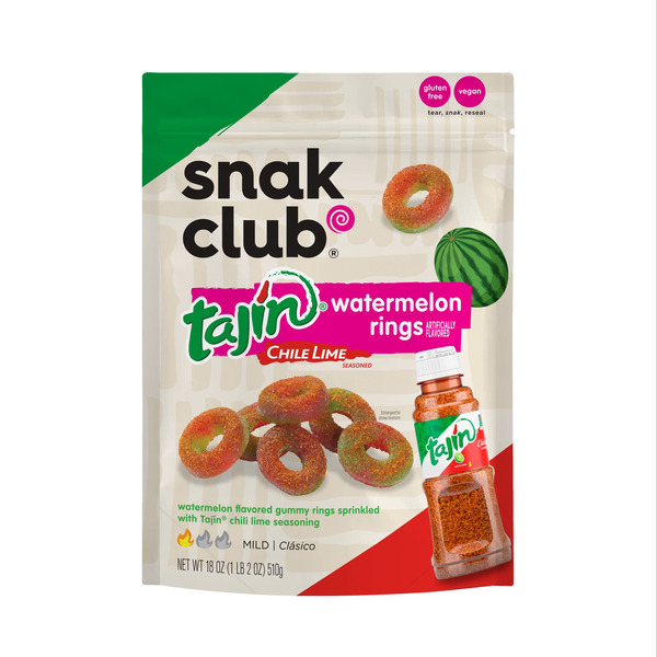 Snak Club Watermelon Rings, Tajin Chili & Lime Seasoned, Mild