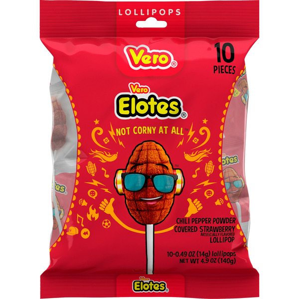 Vero Elotes Chili Pepper Powder Covered Strawberry Lollipops Bag