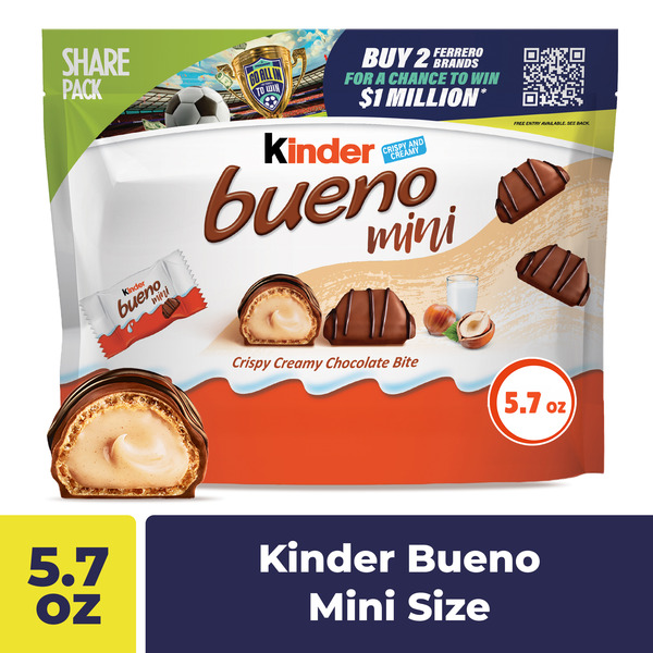 Kinder Bueno Mini Chocolate Bites with Crispy Wafer and Hazelnut Cream, Individually Wrapped, Share Pack, 5.7 oz