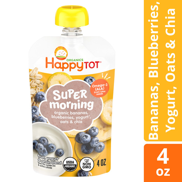 Happy Tot Stage 4 Baby Food Pouches, Gluten Free, Super Morning