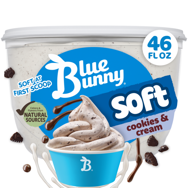 Blue Bunny Soft Cookies and Cream Frozen Dairy Dessert, 46 fl oz