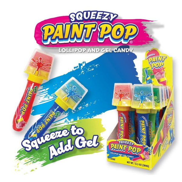 Squeezy Paint Pop Lollipop and Gel Candy - 12ct