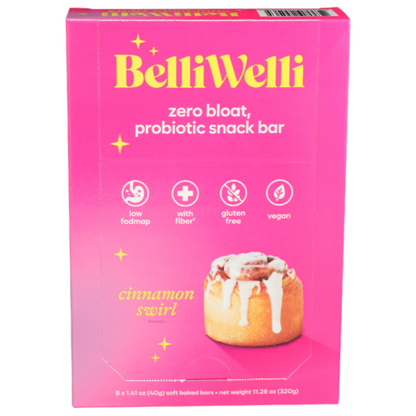 Belliwelli Cinnamon Swirl Soft Baked Low-Fodmap Snack Bar 8 Pack
