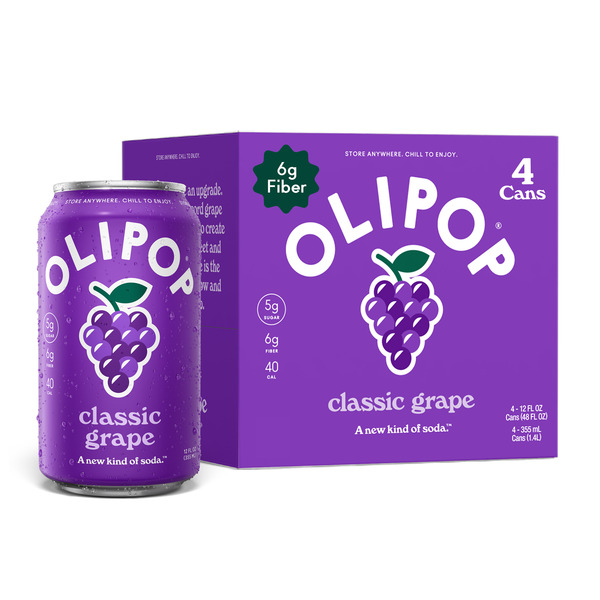OLIPOP Prebiotic Soda, Classic Grape, Shelf Stable Same-Day