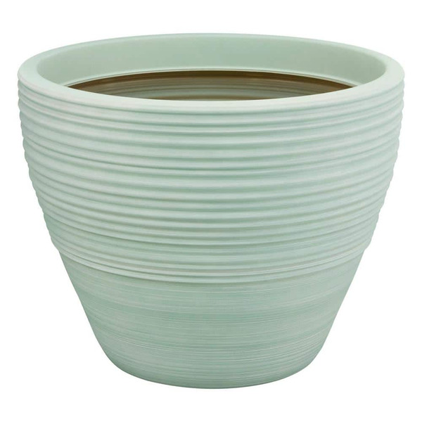 Vigoro 19 In. Ashton 72 Qt. Large Sage Green Resin Indoor Outdoor Planter With Drain Hole (19 In. L X 19 In. W X 15 In. H)