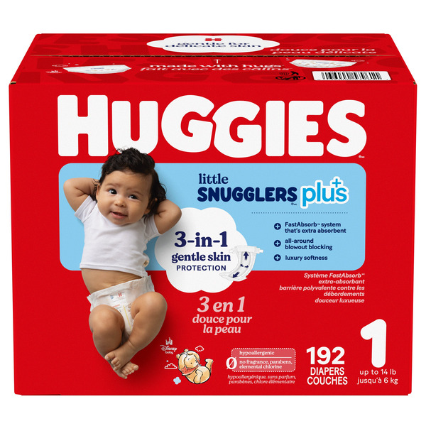 Huggies Little Snugglers Plus Diapers, Size 1
