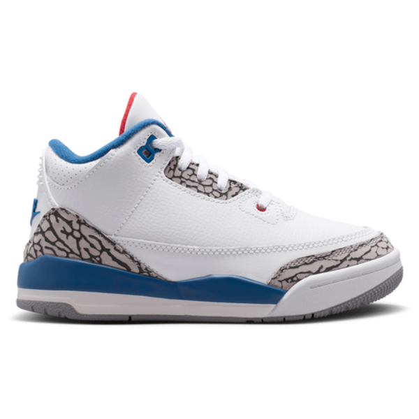 Jordan Kids' Preschool 3 Retro 'True Blue' Basketball Shoes, Size 13.0K - White/Red/Blue/Grey
