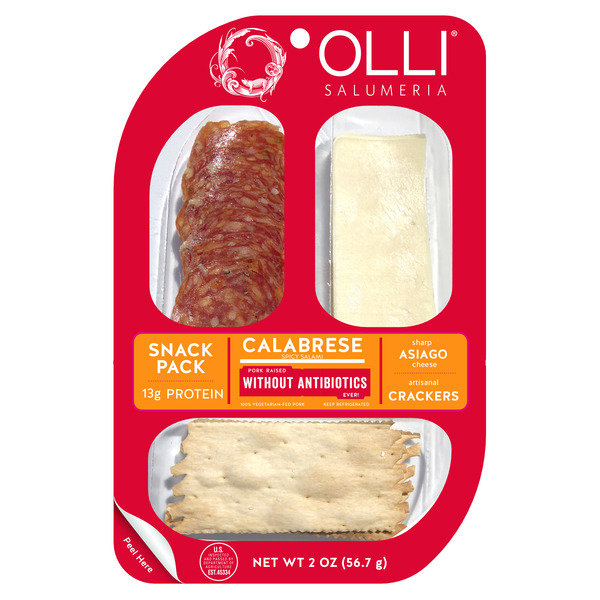 Oll Salumeria Snack Pack, Calabrese Salami, Asiago Cheese Artisanal Crackers