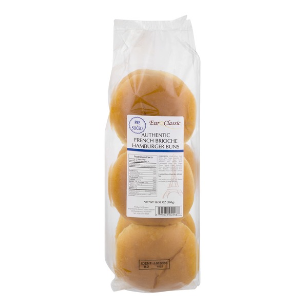 Euro Classic Imports Authentic French Brioche Hamburger Buns PreSliced 6 CT from Whole Foods