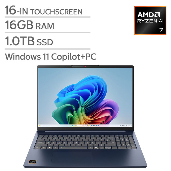 Lenovo IdeaPad Slim 5 Copilot+ PC 16" Touchscreen Laptop With AMD Ryzen AI 7 350, 16GB RAM & 1TB SSD